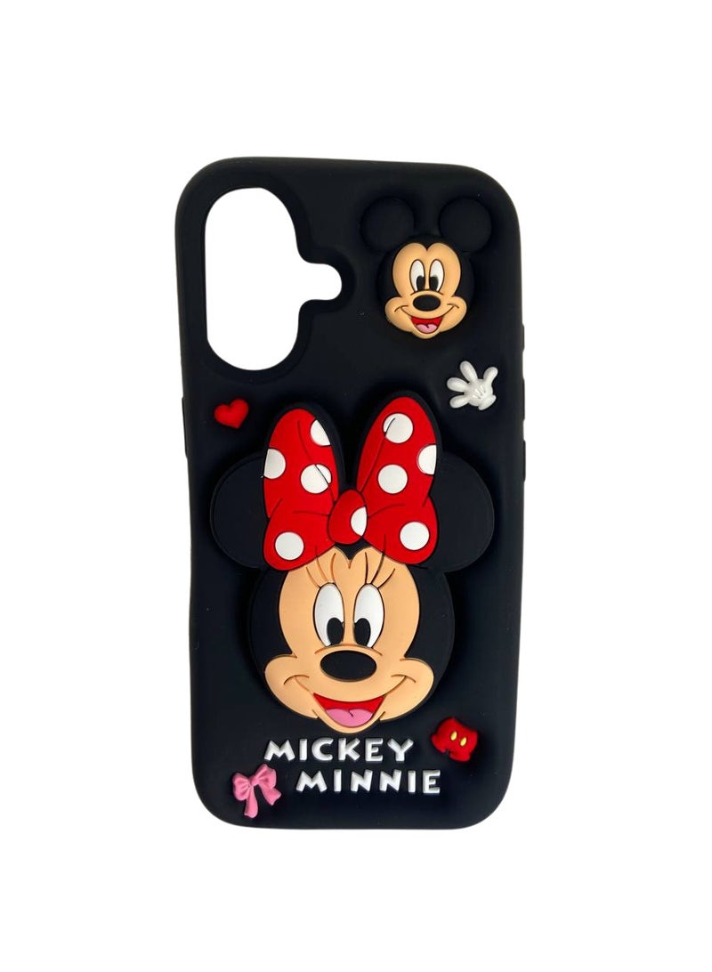 Stylish 3D Cartoon Case Compatible for iPhone 16, All-Round Protection, Anti-Slip, Scratch-Resistant, and Fun Aesthetic Cover (Minie With PoP Socket) - Image 1
