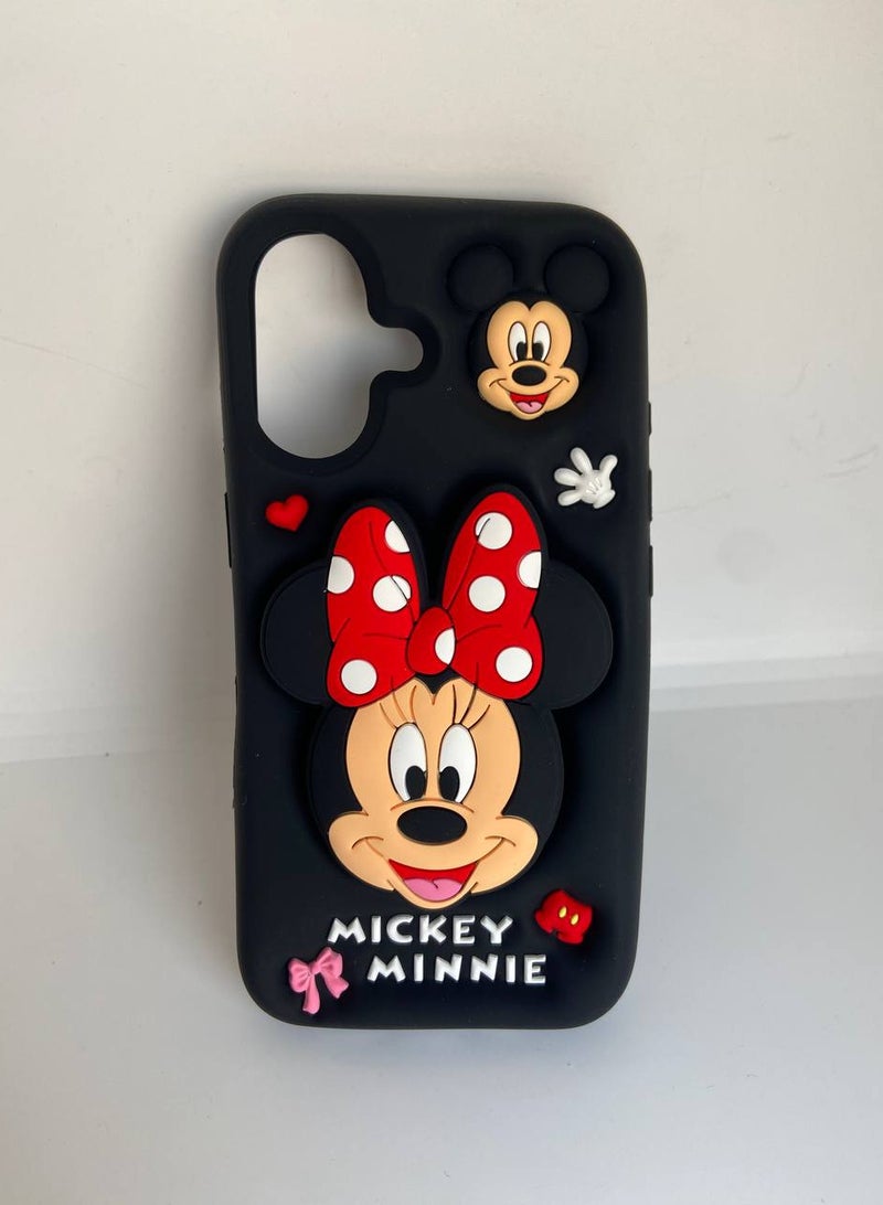 Stylish 3D Cartoon Case Compatible for iPhone 16, All-Round Protection, Anti-Slip, Scratch-Resistant, and Fun Aesthetic Cover (Minie With PoP Socket) - Image 2
