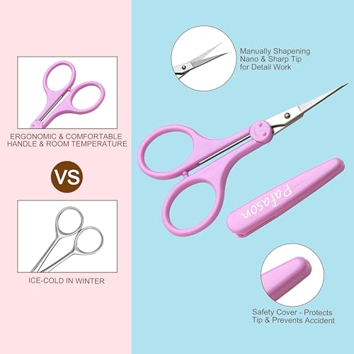 PAFASON Ultra Sharp Detail Scissor Set 2 PC Straight for Scrapbooking Quilting Sewing Knitting Embroidery Cross Stitch Crochet Thread Yarn Paper Fabric Detail Cutting Stainless Steel, Safety Case - Image 3