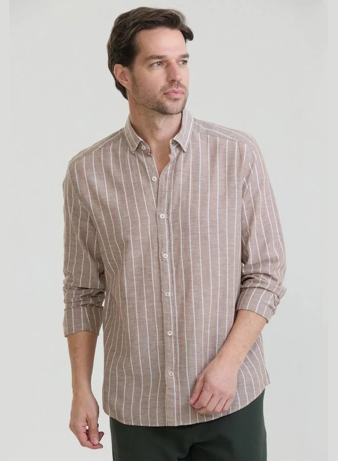 FELIX HARDY Men's Cotton Linen Blend Long Sleeve Shirt