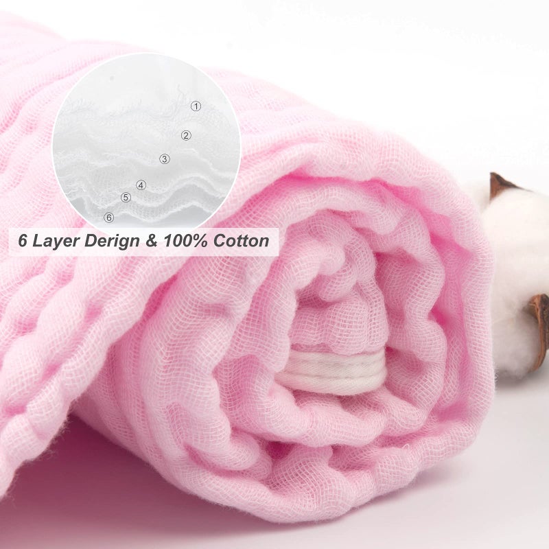 babygoal Baby Bath Towels 2 Pack, 100% Muslin Cotton Hooded Towel for Newborn,Toddler,Infant, Absorbent & Hypoallergenic Baby Gift for Boys Girls 35"x35" T0102 - Image 4