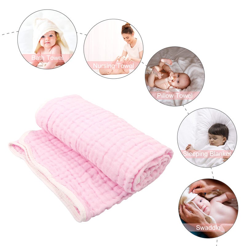 babygoal Baby Bath Towels 2 Pack, 100% Muslin Cotton Hooded Towel for Newborn,Toddler,Infant, Absorbent & Hypoallergenic Baby Gift for Boys Girls 35"x35" T0102 - Image 5