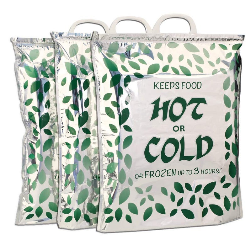 Ader Products 3 Hot Cold Food Bags Large Size 16x18x6 inches Reusable Insulated Thermal Cooler for FruitMeatVegetables Icecold Beers  Beverages  Keeps Frozen Up to 3 Hours