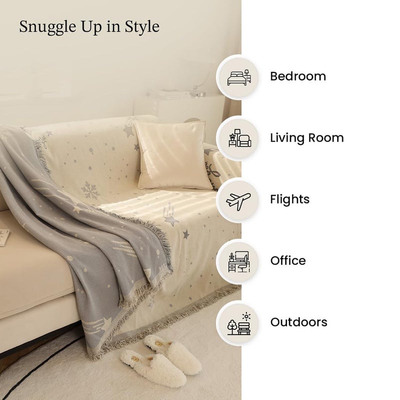 Kuber Industries Kuber Industries Decorative Chenille Sofa throw for Indoor & Outdoor 70x90 Inches (Off White)  - Image 3