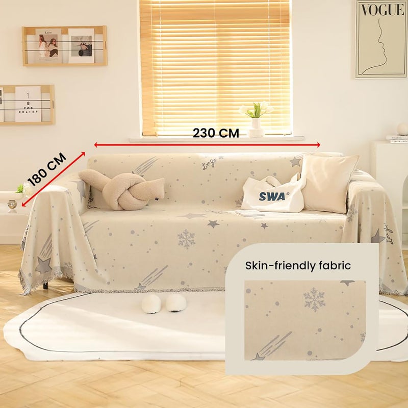 Kuber Industries Kuber Industries Decorative Chenille Sofa throw for Indoor & Outdoor 70x90 Inches (Off White)  - Image 5