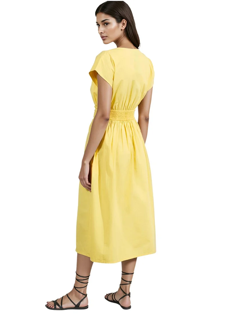 French Connection Cap Sleeve Cotton Mid-Calf Dress