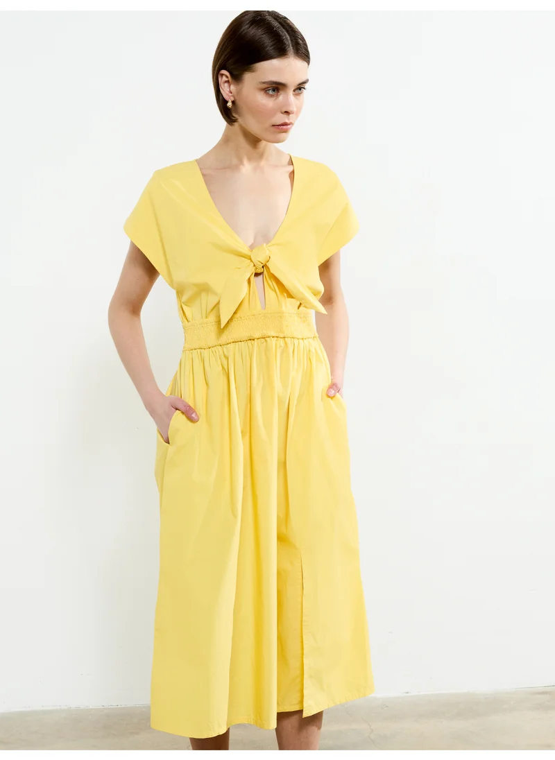 French Connection Barletta Poplin Tie Midi Dress
