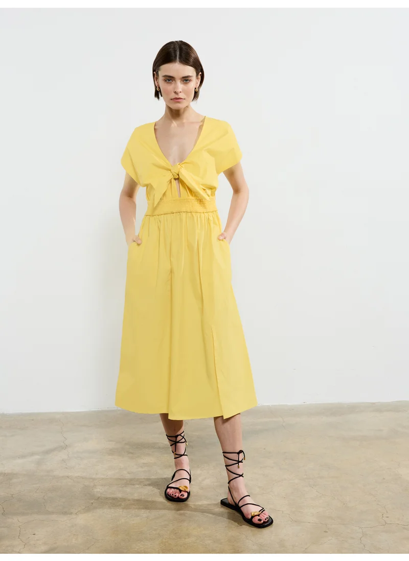 French Connection Barletta Poplin Tie Midi Dress