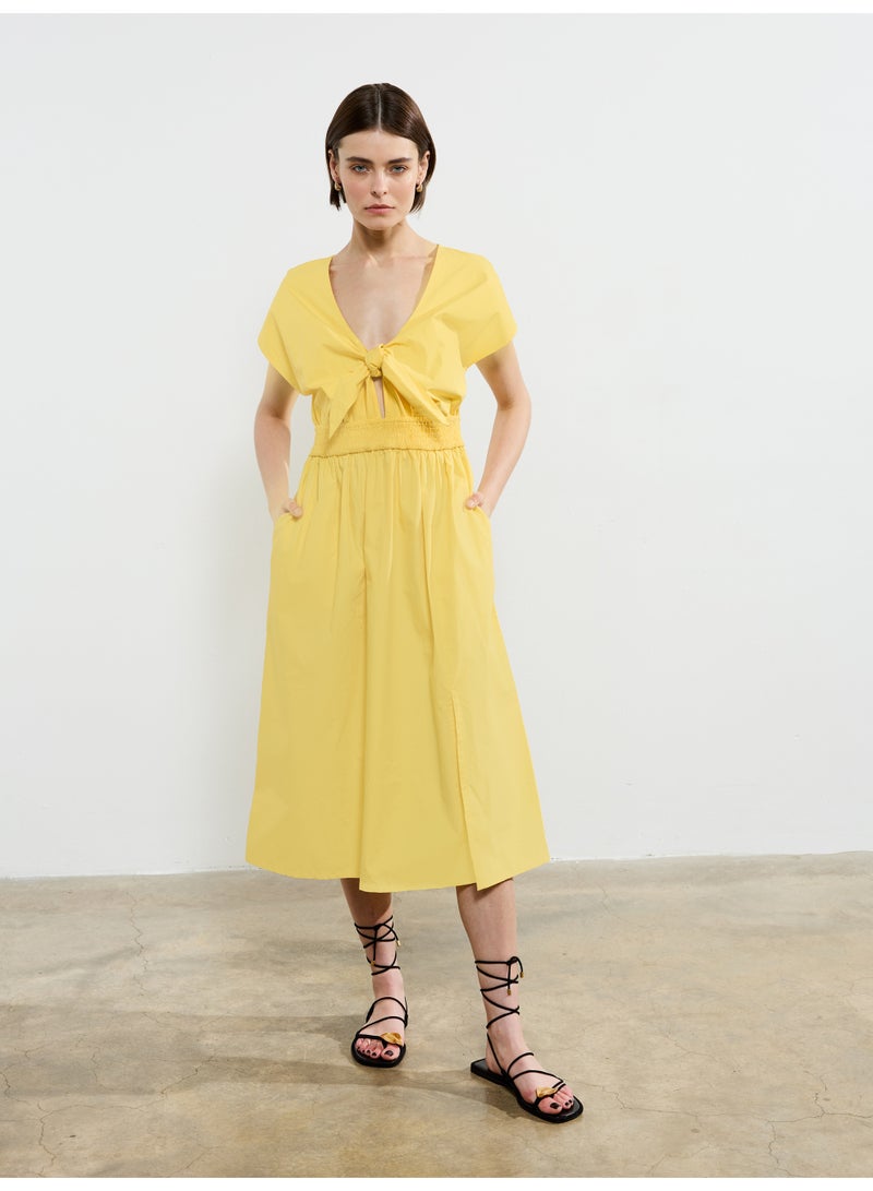 French Connection Barletta Poplin Tie Midi Dress  - Image 1