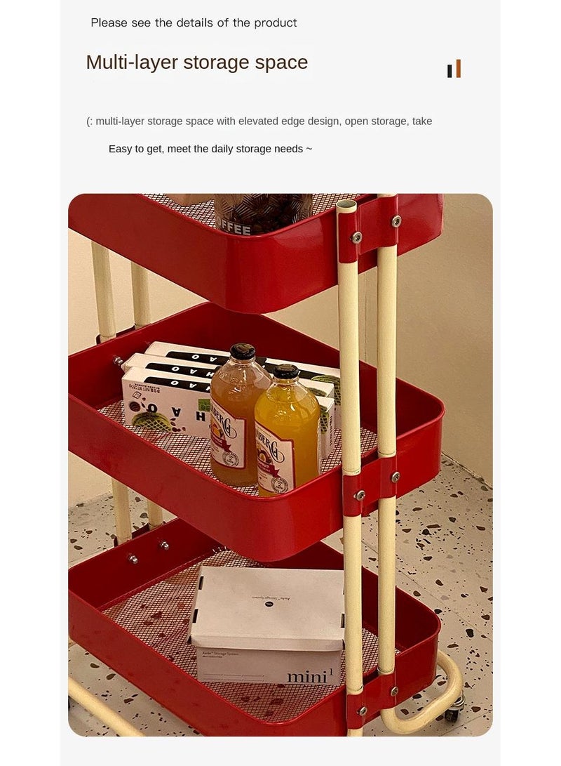 general 3-Tier Metal Rolling Storage Cart Trolley Kitchen Organizer Rolling With Random 50Pcs Stickers  Trolley Cart Office Cart Kitchen Utility Carts For Office, Classroom, Home, Bathroom - Image 5