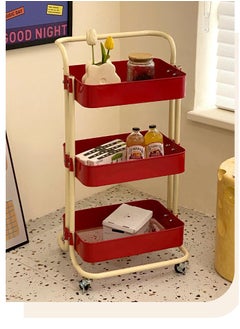 General 3-Tier Metal Rolling Storage Cart Trolley Kitchen Organizer Rolling With Random 50Pcs Stickers  Trolley Cart Office Cart Kitchen Utility Carts For Office, Classroom, Home, Bathroom  - Image 3