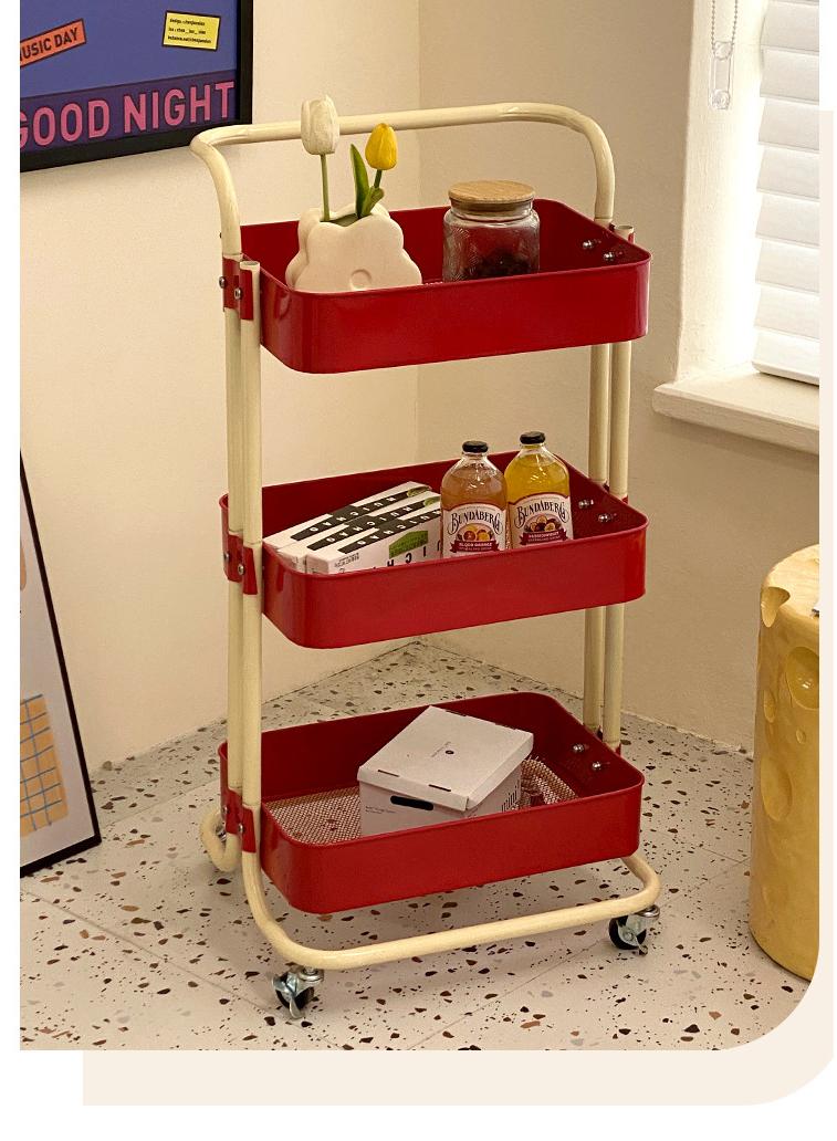 general 3-Tier Metal Rolling Storage Cart Trolley Kitchen Organizer Rolling With Random 50Pcs Stickers  Trolley Cart Office Cart Kitchen Utility Carts For Office, Classroom, Home, Bathroom - Image 3