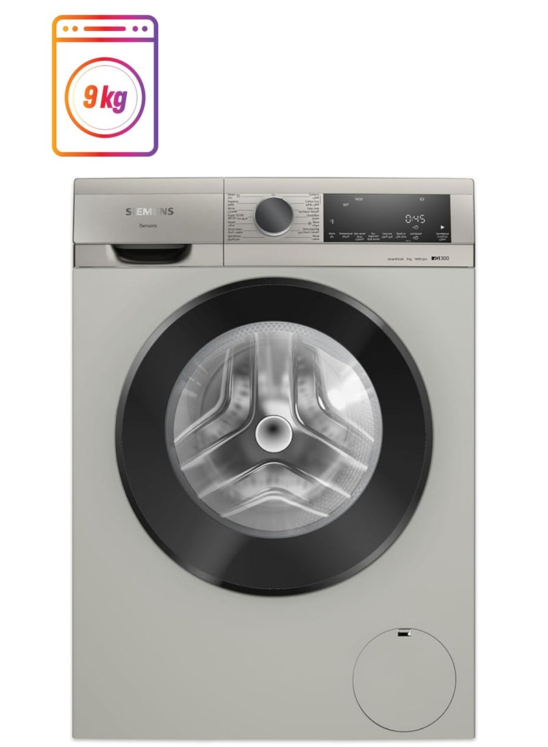 SIEMENS IQ 300, 9Kg  Front Loading Washing Machine with 1400 rpm, Stain Removal WG44A10XGC Silver - Image 1