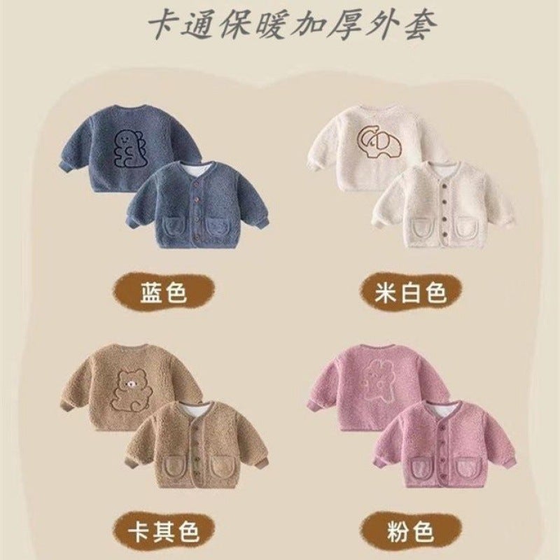Baby'S Fluffy And Velvet Jacket Explosions Thickened Cotton-Padded Jacket Cotton-Padded Jacket For Boys And Girls Western Style Warm Top Trendy - Image 3