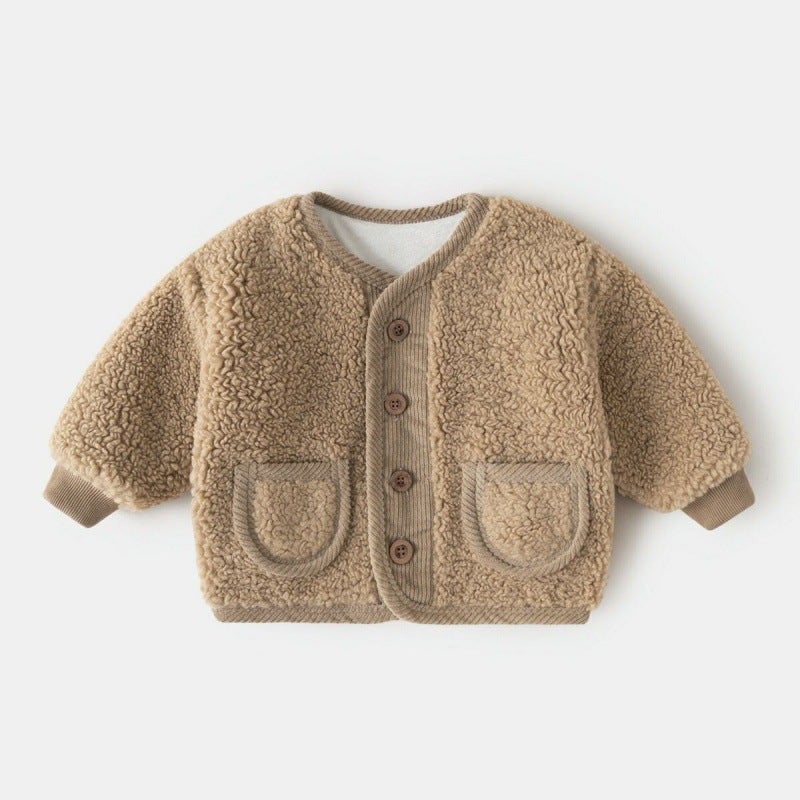 Baby'S Fluffy And Velvet Jacket Explosions Thickened Cotton-Padded Jacket Cotton-Padded Jacket For Boys And Girls Western Style Warm Top Trendy - Image 4