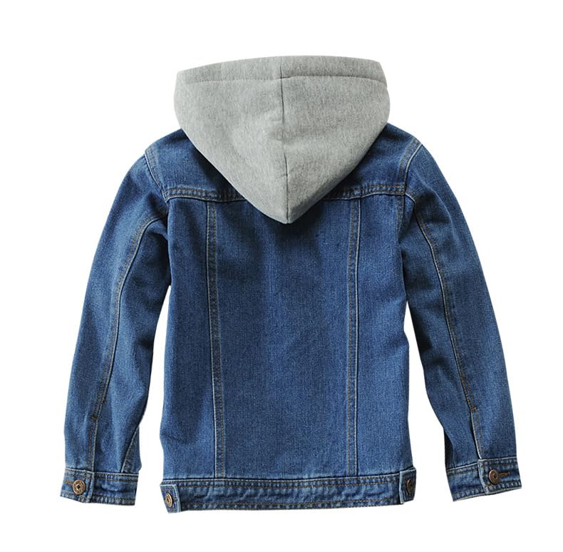 Mallimoda Kids Boys Girls Hooded Denim Jacket Zipper Coat Outerwear Style 9 Denim 11-12 Years - Image 3