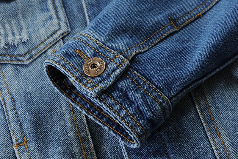 Mallimoda Kids Boys Girls Hooded Denim Jacket Zipper Coat Outerwear Style 9 Denim 11-12 Years - Image 5