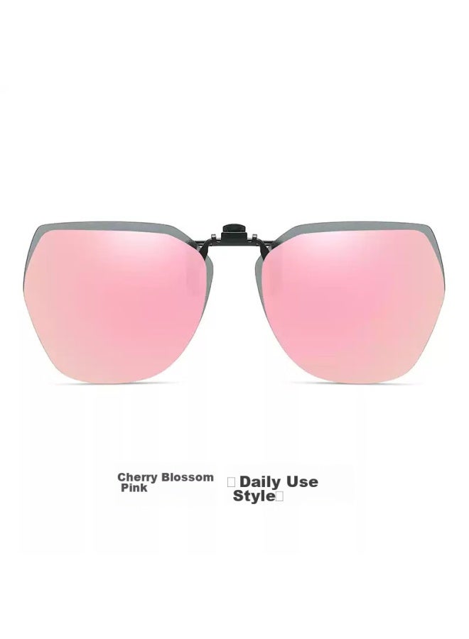 Forty thousand kilometers 40,000 Km Polarized Sunglasses Clip, Cherry Blossom Pink Sunglasses Clip, Driving Glasses Clip, Uv Protection, Polygonal For Myopia - Image 4