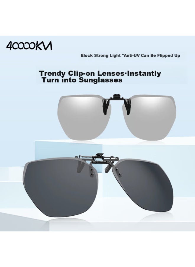 Forty thousand kilometers 40,000 Km Polarized Sunglasses Clip, Cherry Blossom Pink Sunglasses Clip, Driving Glasses Clip, Uv Protection, Polygonal For Myopia - Image 3