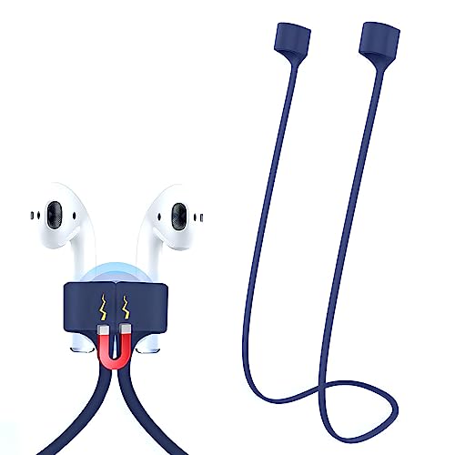 KACA Magnetic Anti-Lost Strap Silicone Rope Wire Cable Connector String for AirPods Pro/Aipods Pro 2 / Airpods 1,2&3 / Earbuds (Midnight Blue) - Image 1