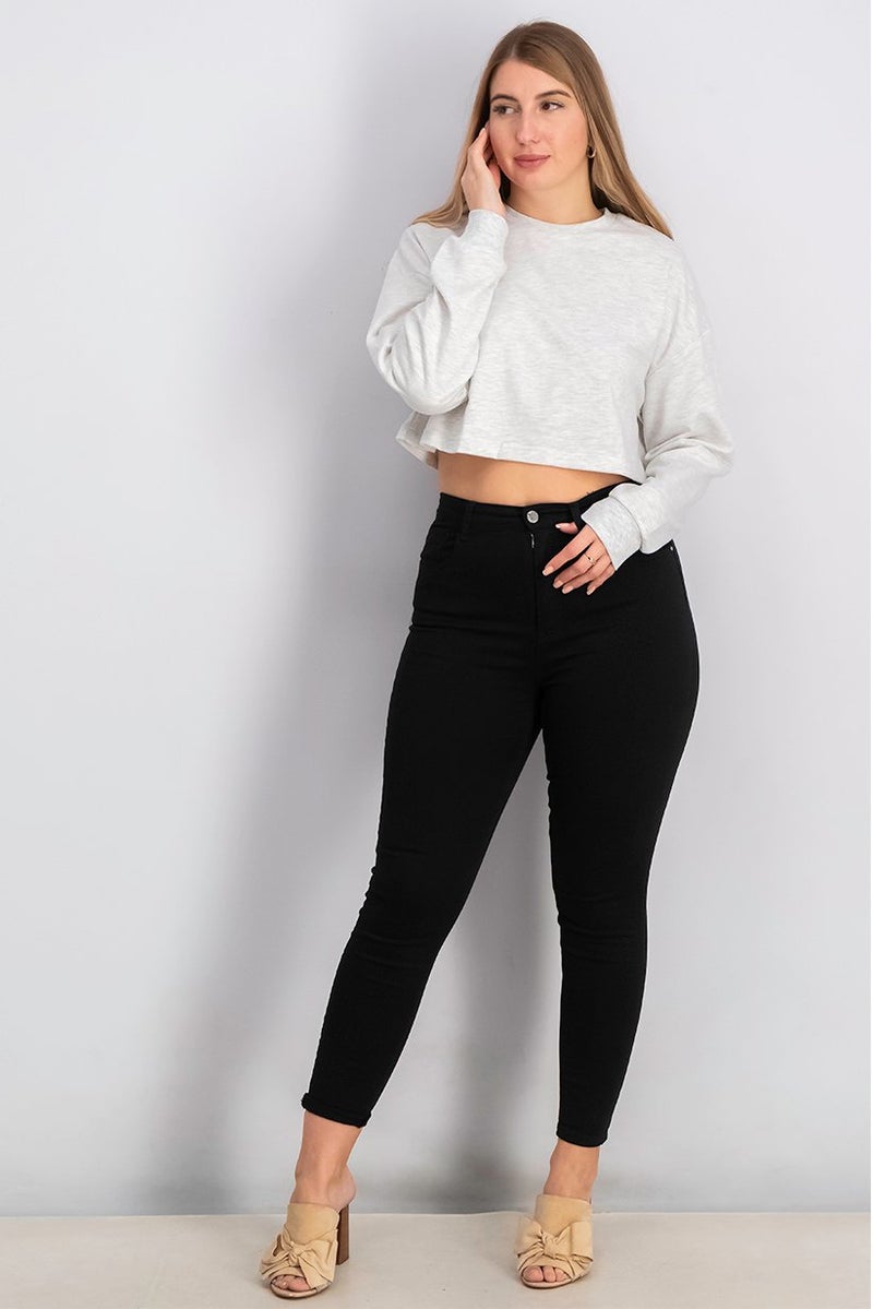 XOXO Women Sports Fit Long Sleeve Plain Top, Light Grey - Image 3