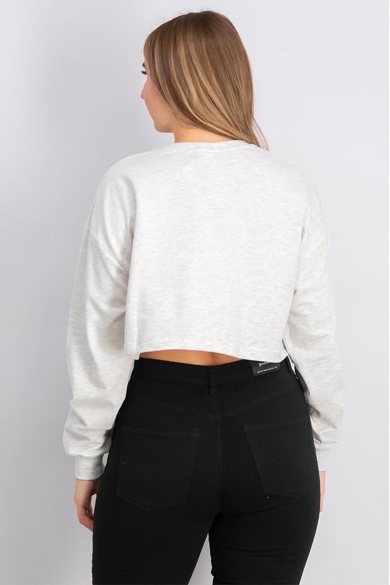 XOXO Women Sports Fit Long Sleeve Plain Top, Light Grey - Image 4