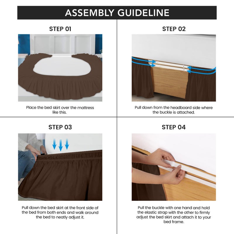 Utopia Bedding Queen Elastic Bed Ruffle - Easy Wrap Around Ruffle - Microfiber Bed Skirt with Adjustable Elastic Belt 16 Inch Tailored Drop - Hotel Quality Bedskirt  Fade Resistant (Queen  Brown) - Image 4