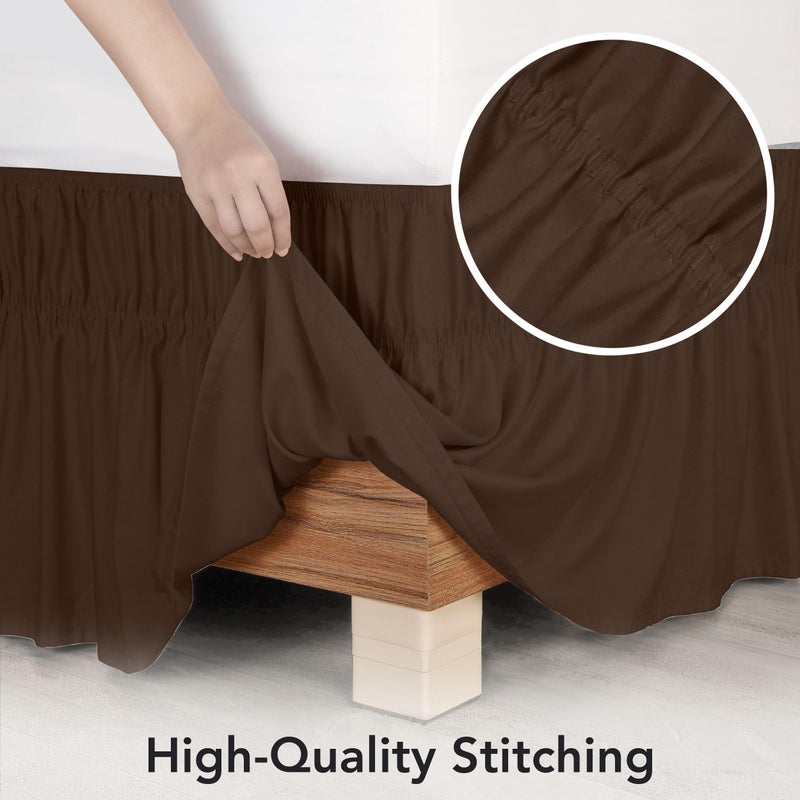 Utopia Bedding Queen Elastic Bed Ruffle - Easy Wrap Around Ruffle - Microfiber Bed Skirt with Adjustable Elastic Belt 16 Inch Tailored Drop - Hotel Quality Bedskirt  Fade Resistant (Queen  Brown) - Image 5
