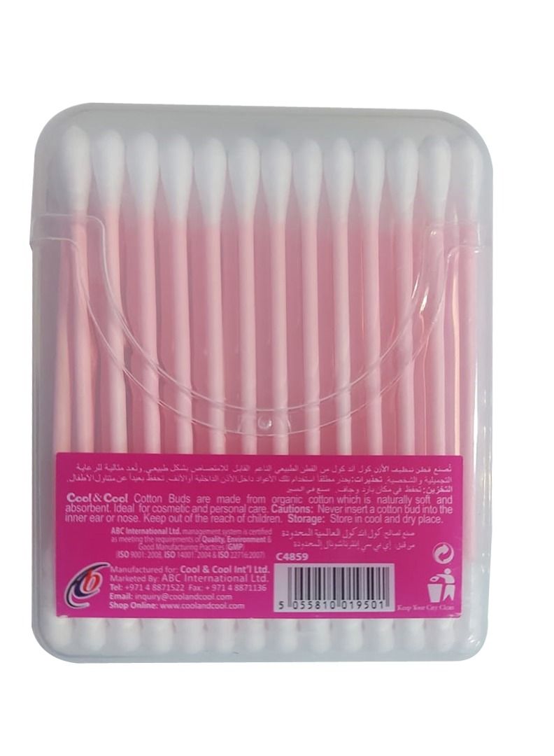 Cool & Cool Cool & Cool Paper Ear Buds - 50's (Pack of 6) - Pink - Round Thick Tips,Cotton Swabs,100% Cotton,Double Tipped,Hygienic,Gentle & Safe Swabs for Ears - 300 Pieces - Image 3