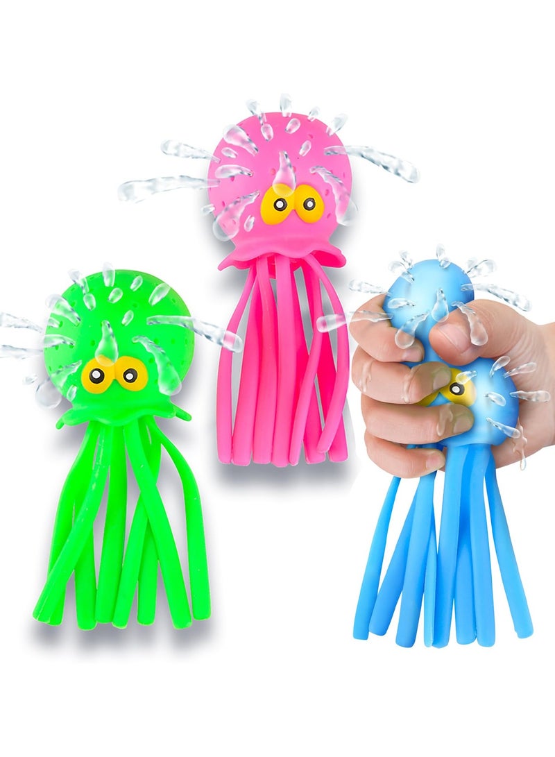 joybuy 3 Pieces Octopus Water Balls,Rubber Kids’ Bath Toys, Sensory Stress Relief Pool Toys for Kids, Cute Goodie Bag Fillers for Boys and Girls, Pink, Blue and Green  - Image 1
