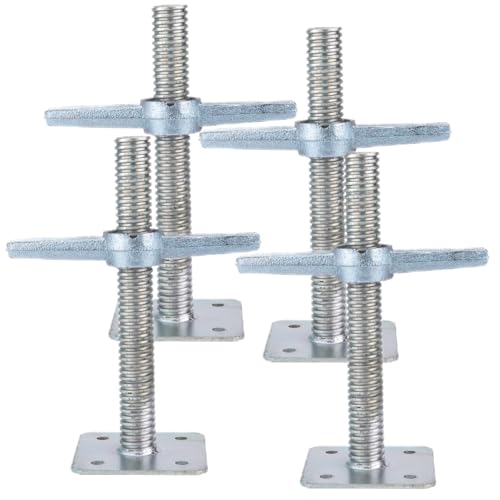 BGTLGIO Scaffold 12" Adjustable Leveling Galvanized Screw Jack with Base Plate, 4 Pack - Image 1
