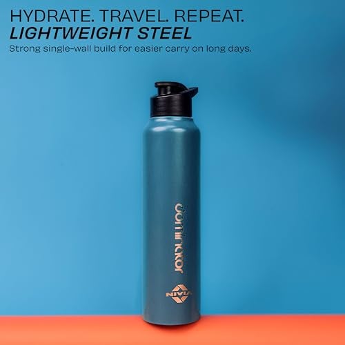 Nivia Dominator Stainless Steel Water Bottle 1000ML With Sipper, Durable, Leak-Proof, Easy Grip, Easy-to-Clean, Odour-Free Bottle with Secure Cap For School, Travel, Gym & Work (Navy Blue) - Image 3