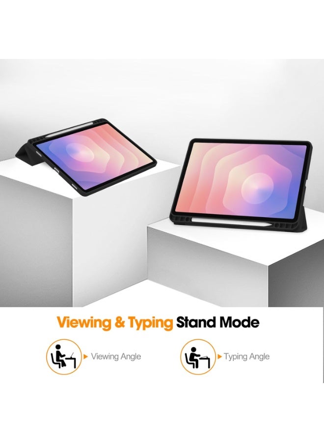 CHEROSIN حافظة تابلت لجهاز سامسونج جالاكسي تاب S11 بحجم 11 بوصة مع حامل قلم S، غطاء تابلت واقي قابل للطي من TPU ناعم، يدعم شحن قلم S، استيقاظ/نوم تلقائي (أسود) - Image 2
