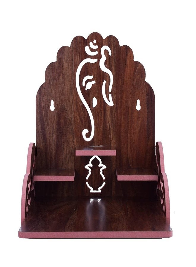 PRIMEFAIR Handmade Beautiful Wooden Temple/Home Temple/Puja Mandir/Wall Hanging and Table Top Home Mandir Temple/Home Art & Craft Engineered Wood Home Wall Temple (MAROON-456) - Image 3