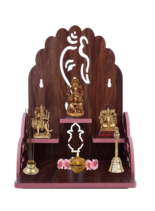 PRIMEFAIR Handmade Beautiful Wooden Temple/Home Temple/Puja Mandir/Wall Hanging and Table Top Home Mandir Temple/Home Art & Craft Engineered Wood Home Wall Temple (MAROON-456) - Image 1