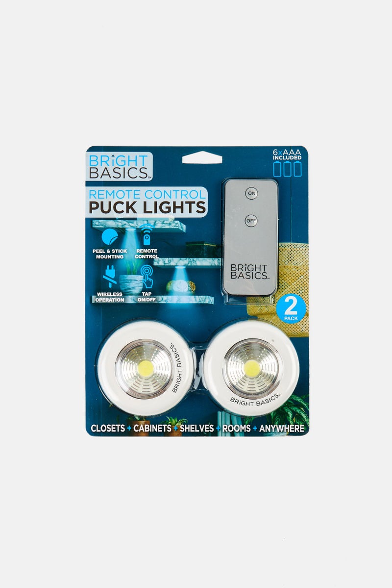 Bright Basics 2 Piece Remote Control Puck Lights  - Image 1