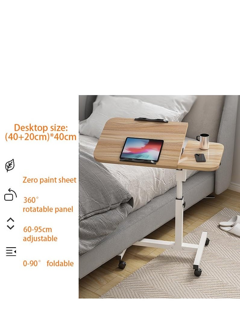 MIXDE - 360° Swivel Height Adjustable Foldable Side End Table and Mobile Computer Workstation Laptop Desk with Wheels and Double Separate Adjustable Tilting Desktops - Image 1