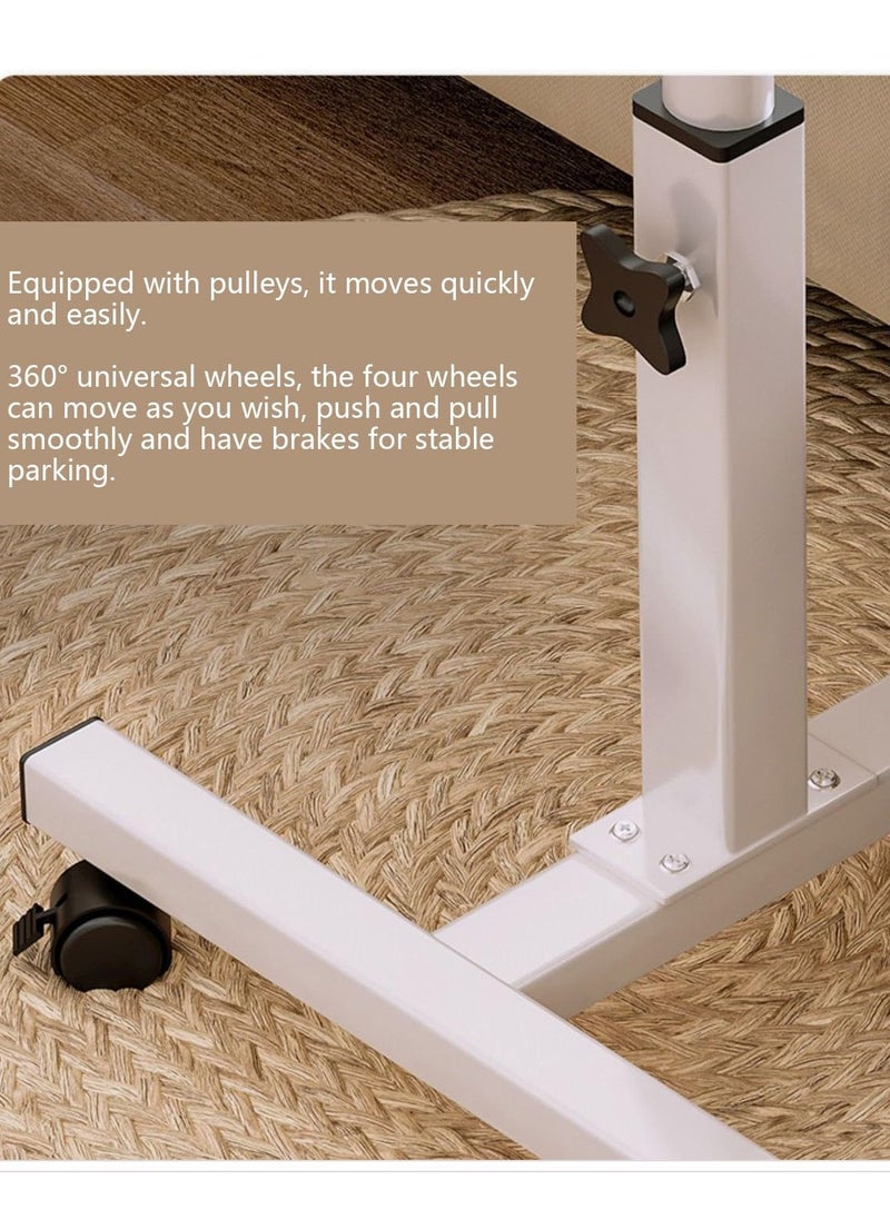 MIXDE - 360° Swivel Height Adjustable Foldable Side End Table and Mobile Computer Workstation Laptop Desk with Wheels and Double Separate Adjustable Tilting Desktops - Image 1