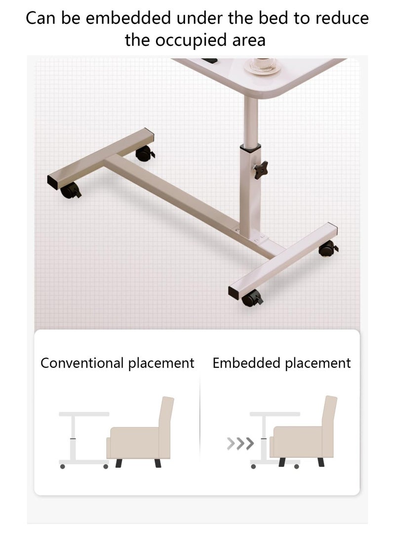 MIXDE - 360° Swivel Height Adjustable Foldable Side End Table and Mobile Computer Workstation Laptop Desk with Wheels and Double Separate Adjustable Tilting Desktops - Image 1