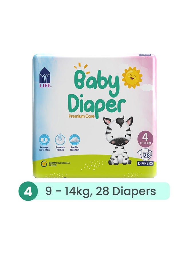 Life Baby Diaper Size 4, Large, 9-14Kg,  28 Counts  - Image 1
