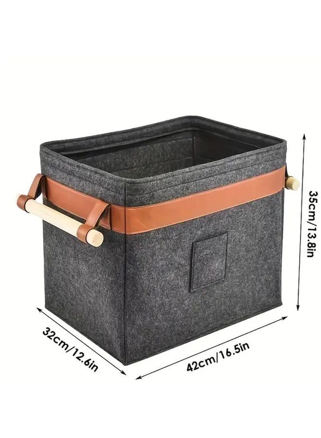 Large Foldable Firewood Carrier Basket With Faux Leather Handles Sturdy Storage For Wood Clothes Toys - Image 4