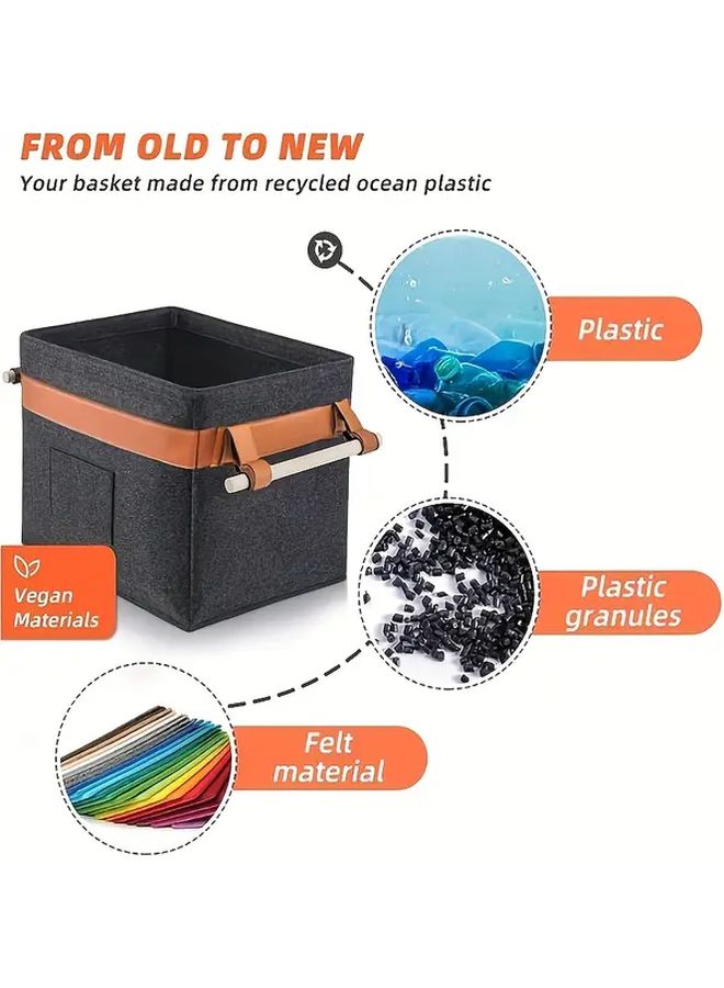 Large Foldable Firewood Carrier Basket With Faux Leather Handles Sturdy Storage For Wood Clothes Toys - Image 3