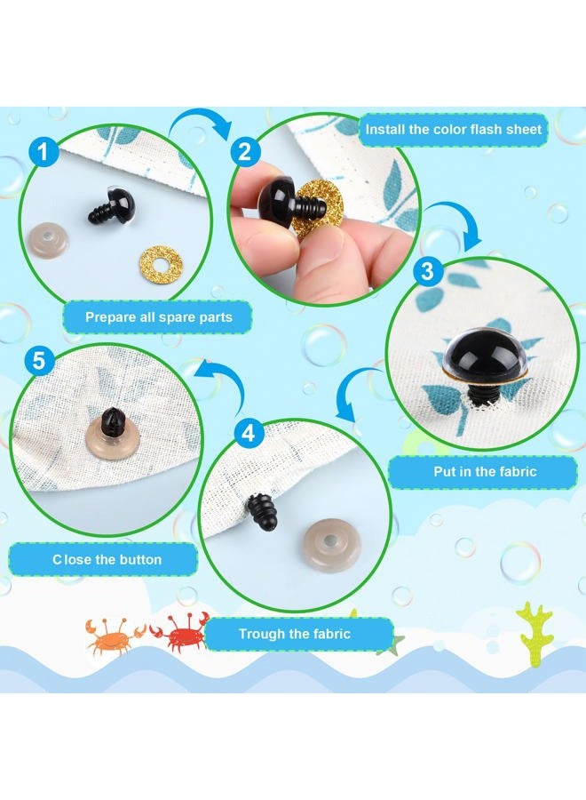 UPINS 180 Pieces 10-35 mm Large Safety Eyes with Washers for Amigurumi Stuffed Animal Plastic Craft Doll Crochet Eyes for DIY of Puppet, Bear, Toy Making Supplies (Assorted Colors) - Image 4