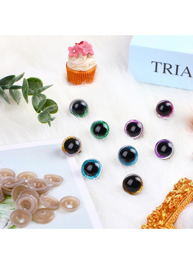 UPINS 180 Pieces 10-35 mm Large Safety Eyes with Washers for Amigurumi Stuffed Animal Plastic Craft Doll Crochet Eyes for DIY of Puppet, Bear, Toy Making Supplies (Assorted Colors) - Image 3