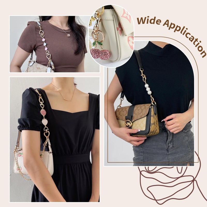 ELLEWIN 5Pcs Bag Extender Chain Purse Extender Chain Cherry Bag Charm Gold Bow Keychain Purse Charm Strap Replacement for Handbags Crossbag Chains Making Supplies Accessories - Image 4