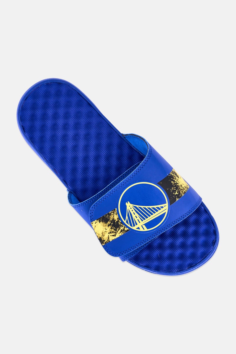 ISlide Men Golden State Warriors Distressed Logo Slip On Slides, Blue - Image 4