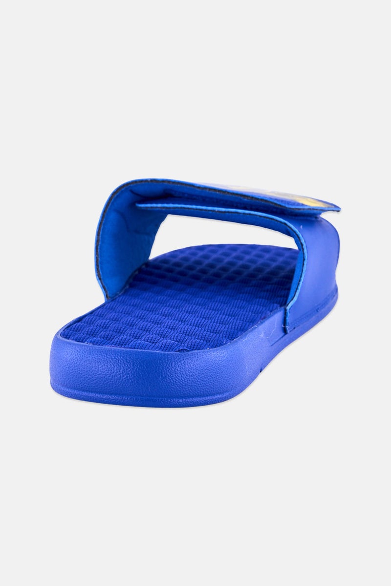 ISlide Men Golden State Warriors Distressed Logo Slip On Slides, Blue - Image 3
