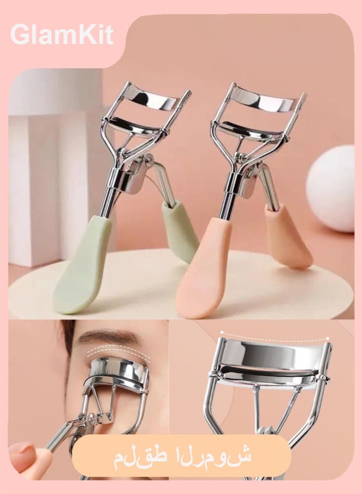 GlamKit 2 essential beauty tool set, made of transparent material, with pink and green handles - Image 1