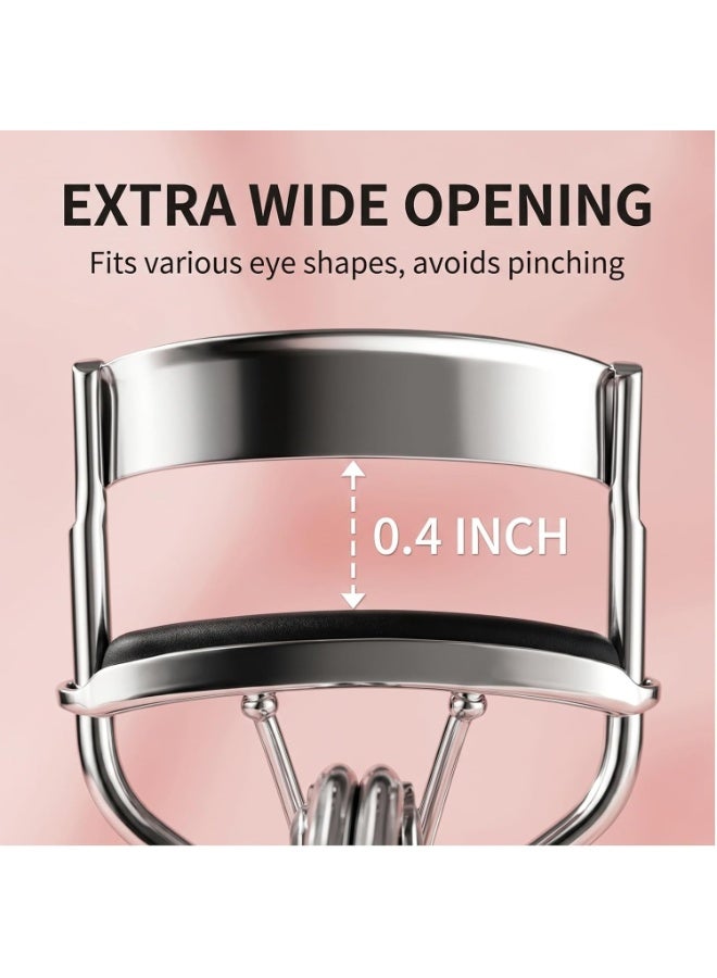 GlamKit 2 PCS Wide Opening Eyelash Curler Set, Ergonomic Curved Handle Lash Curling Tool, Stainless Steel Frame with Soft Non-slip Pink & Green Silicone Grips, Extra Wide Curling Area for All Eye Shapes, Long Lasting Eyelash Lift Makeup Accessory - Image 5
