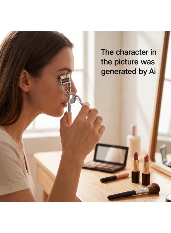 GlamKit 2 PCS Wide Opening Eyelash Curler Set, Ergonomic Curved Handle Lash Curling Tool, Stainless Steel Frame with Soft Non-slip Pink & Green Silicone Grips, Extra Wide Curling Area for All Eye Shapes, Long Lasting Eyelash Lift Makeup Accessory - Image 2